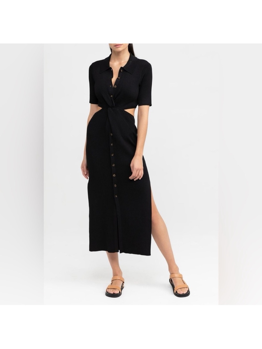 Significant Other Delta Knit Midi Dress Black
